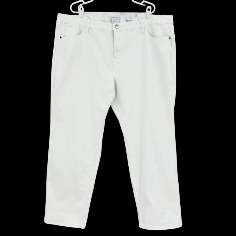 NWT Liz Claiborne Womens Lana High-Rise Straight White Denim Jeans Plus Size 22W